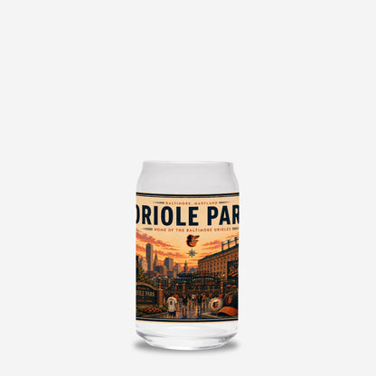 Can with a 'Piroule Park' label featuring a cityscape design on a white background
