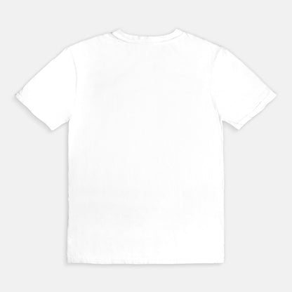 Plain white t-shirt on a light gray background