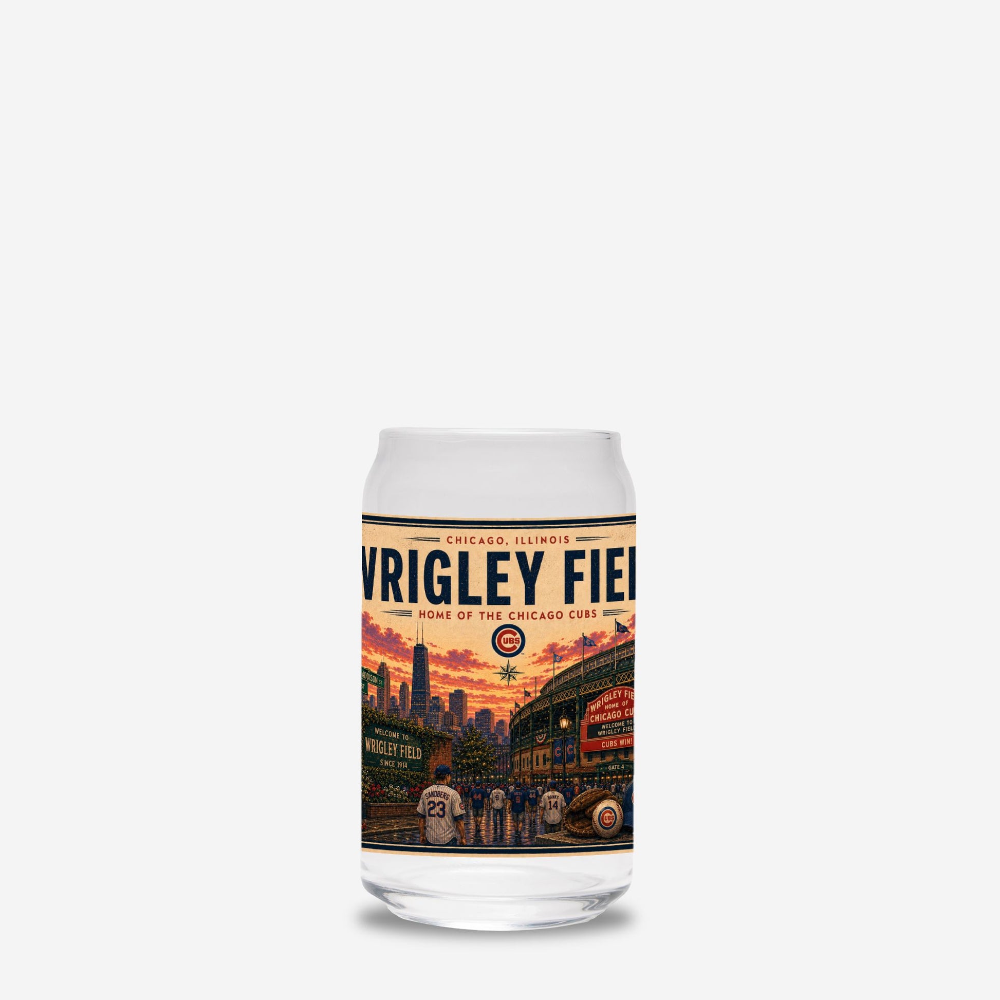 Can with Vrigley Field label on a white background